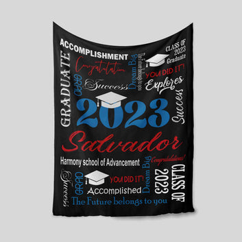 Personalized Name Blanket, Graduate 2023 Blanket, Graduation Cap Blanket, Family Blanket, Gift Blanket