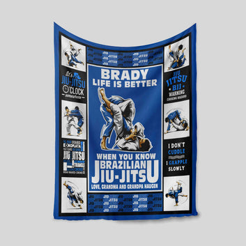 Personalized Name Blanket, Jiu Jitsu Blanket, Brazil Jiu Jitsu Blanket, Family Blanket, Gift Blanket