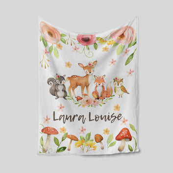 Custom Baby Blanket, Baby Blanket, Fox Blanket, Deer Blanket, Animal Blanket, Flower Blanket, Gift Blanket