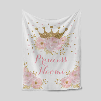 Personalized Name Blanket, Baby Blanket, Princess Blanket, Flower Blanket, Family Blanket, Gift Blanket
