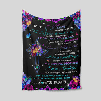 To My Mom Blanket, Butterfly Blanket, Cross Blanket, Colorful Blanket, Family Blanket, Gift Blanket