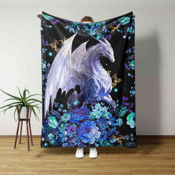 Dragon Fantasy Blanket, Flower Blanket, Dragon Blanket, Family Blanket, Gift Blanket