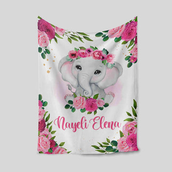 Custom Baby Blanket, Elephant Blanket, Flower Blanket, Rose Blanket, Baby Blanket, Blanket For Baby, Gift Blanket