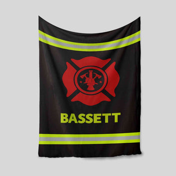 Personalized Name Blanket, Fire Fighter Blanket, Blanket For Fireman, Gift Blanket