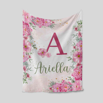 Personalized Name Blanket, Baby Blanket, Flower Blanket, Family Blanket, Blanket For Baby, Gift Blanket