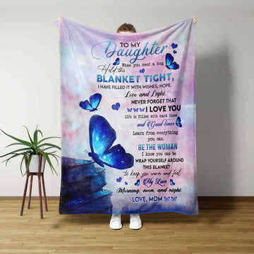 To My Daughter Blanket, Butterfly Blanket, Book Blanket, Family Blanket, Custom Name Blanket, Gift Blanket