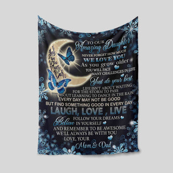 To Our Amazing Daughter, Butterfly Blanket, Moon Blanket, Family Blanket, Custom Name Blanket, Gift Blanket