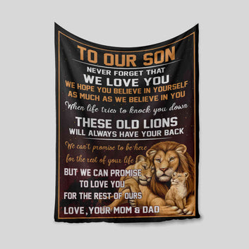 To Our Son Blanket, Lion Blanket, Family Blanket, Custom Name Blanket, Gift Blanket