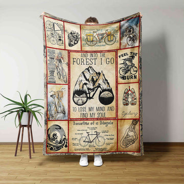 And Into The Forest I Go Blanket, Bicycle Blanket, Cycling Blanket, Gift Blanket