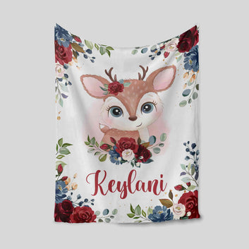 Custom Baby Blanket, Deer Blanket, Flower Blanket, Baby Blanket, Family Blanket, Blanket For Baby, Gift Blanket
