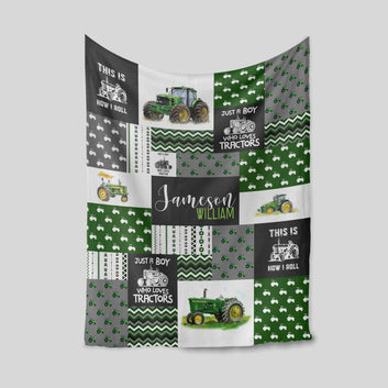 Custom Baby Blanket, Just A Boy Who Loves Tractors Blanket, Truck Blanket, Blanket For Baby, Gift Blanket