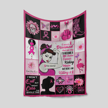 Pink Warrior Blanket, Cancer Blanket, Butterfly Blanket, Flower Blanket, Gift Blanket