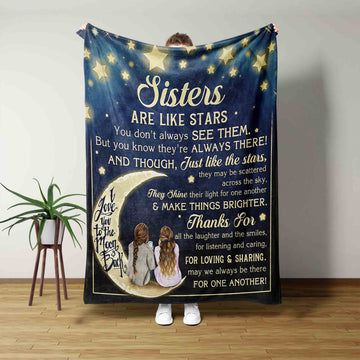 Sisters Blanket, Moon Blanket, Star Blanket, Family Blanket, Custom Name Blanket, Gift Blanket
