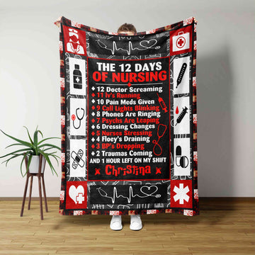Personalized Name Blanket, The 12 Day Of Nursing Blanket, Nurse Blanket, Blanket For Nurse, Gift Blanket