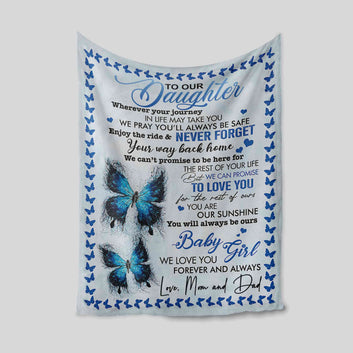 To Our Daughter Blanket, Butterfly Blanket, Family Blanket, Custom Name Blanket, Gift Blanket