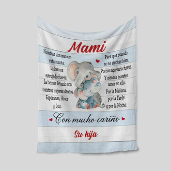 Personalized Name Blanket, Elephant Blanket, Family Blanket, Gift Blanket