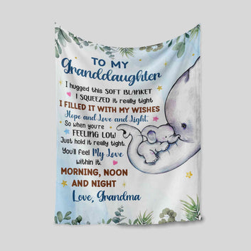 To My Granddaughter Blanket, Personalized Name Blanket, Elephant Blanket, Family Blanket, Gift Blanket