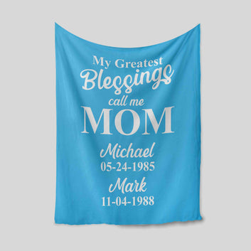 My Greatest Blessings Call Me Mom Blanket, Mom Blanket, Family Blanket, Custom Name Blanket, Gift Blanket
