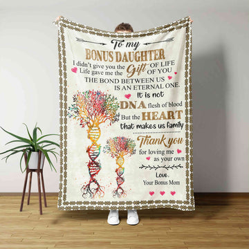 Personalized Name Blanket, To My Bonus Daughter Blanket, Arrow Blanket, Heart Blanket, DNA Tree Blanket