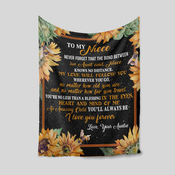 Personalized Name Blanket, To My Niece Blanket, Sunflower Blanket, Bee Blanket, Gift Blanket
