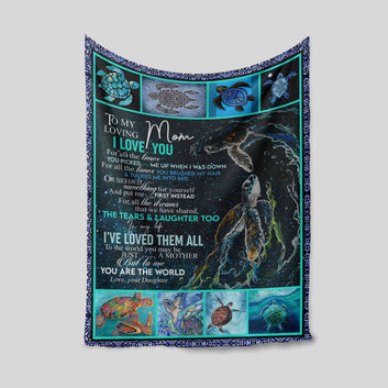 To My Mom Blanket, Turtle Blanket, Ocean Blanket, Family Blanket, Custom Name Blanket, Gift Blanket
