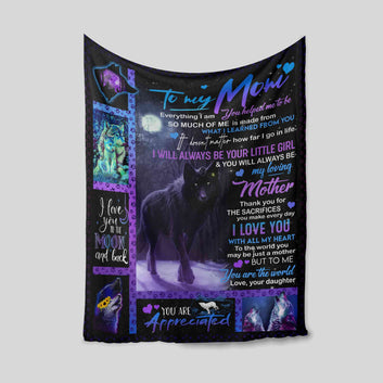 To My Mom Blanket, Wolf Blanket, Moon Blanket, Sunflower Blanket, Custom Name Blanket, Gift Blanket