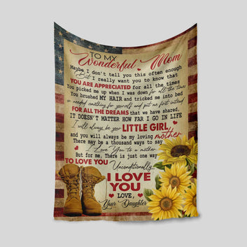 To My Wonderful Mom Blanket, Sunflower Blanket, Shoe Blanket, Family Blanket, Custom Name Blanket