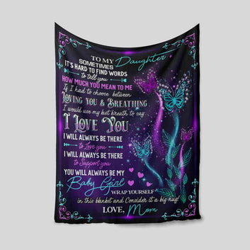 To My Daughter Blanket, Family Blanket, Butterfly Blanket, Heart Blanket, Custom Name Blanket, Gift Blanket