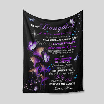 To My Daughter Blanket, Family Blanket, Heart Blanket, Butterfly Blanket, Custom Name Blanket, Gift Blanket