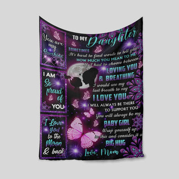 To My Daughter Blanket, Family Blanket, Collage Blanket, Butterfly Blanket, Custom Name Blanket, Gift Blanket