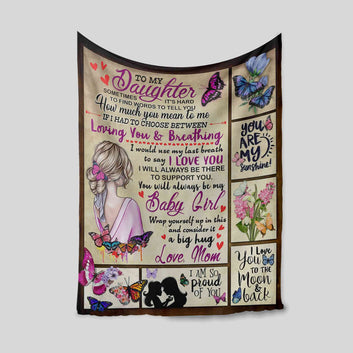 To My Daughter Blanket, Girl Blanket, Butterfly Blanket, Flower Blanket, Custom Name Blanket, Gift Blanket