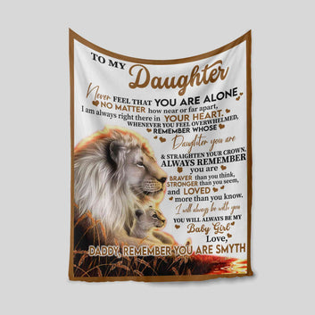 To My Daughter Blanket, Lion Blanket, Custom Name Blanket, Family Blanket, Gift Blanket