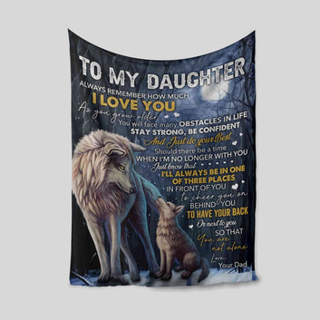 To My Daughter Blanket, Wolf Blanket, Winter Blanket, Family Blanket, Custom Name Blanket, Gift Blanket