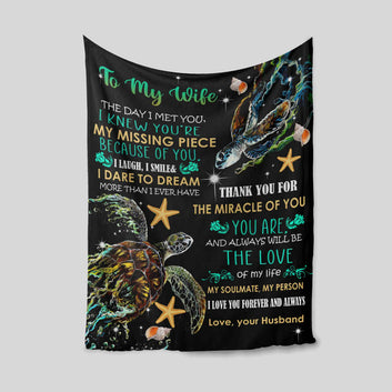 To My Wife Blanket, Sea Turtle Blanket, Starfish Blanket, Sea Snails Blanket, Family Blanket, Gift Blanket