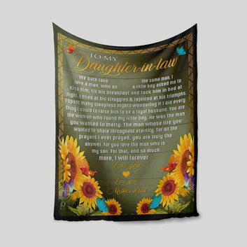To My Daughter In Law Blanket, Sunflower Blanket, Butterfly Blanket, Daughter Blanket, Custom Name Blanket