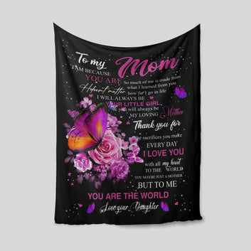 To My Mom Blanket, Butterfly Blanket, Rose Blanket, Custom Name Blanket, Family Blanket, Gift Blanket