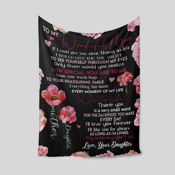 To My Wonderful Mom Blanket, Flower Blanket, Custom Name Blanket, Family Blanket, Gift Blanket