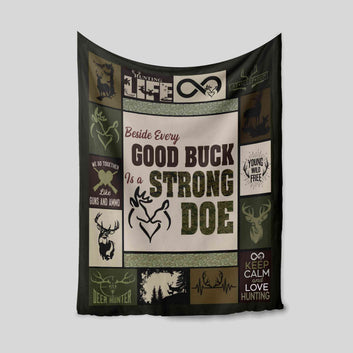 Beside Every Good Buck Is A Strong Doe Blanket, Deer Blanket, Family Blanket, Gift Blanket