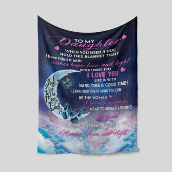 To My Daughter Blanket, Butterfly Blanket, Moon Blanket, Custom Name Blanket, Family Blanket, Gift Blanket