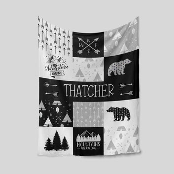 Personalized Name Blanket, Bear Blanket, Arrow Blanket, Winter Blanket, Family Blanket, Gift Blanket