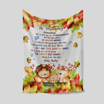 Hi Mommy Blanket, Autumn Throw Blanket, Lion Blanket, Bear Blanket, Custom Name Blanket, Gift Blanket