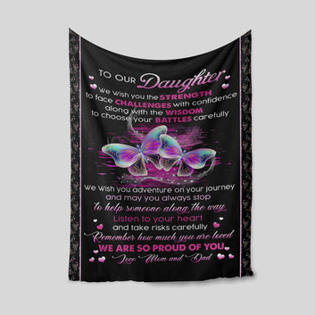To Our Daughter Blanket, Butterfly Blanket, Heart Blanket, Custom Name Blanket, Gift Blanket