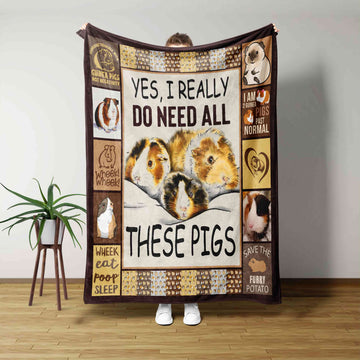 I Really Do Need All These Pigs Blanket, Guinea Pig Blanket, Family Blanket, Wall Art Blanket, Gift Blanket