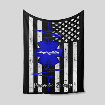 Personalized Name Blanket, Paramedic Flag Blanket, American Flag Blanket, Wall Art Blanket, Gift Blanket