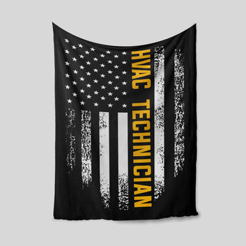 Personalized Job Blanket, Hvac Technician Blanket, American Flag Blanket, Family Blanket, Gift Blanket