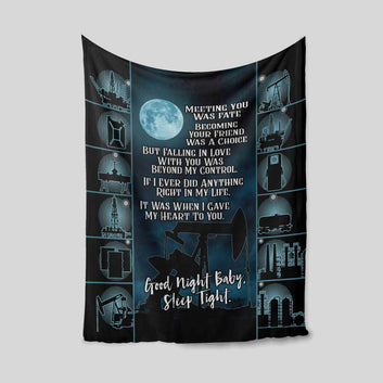 Meeting You Was Fate Blanket, Moon Blanket, Oil Drill Blanket, Family Blanket, Wall Art Blanket, Gift Blanket