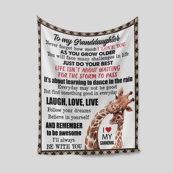 To My Granddaughter Blanket, Giraffe Blanket, Granddaughter Blanket, Family Blanket, Custom Name Blanket, Gift Blanket