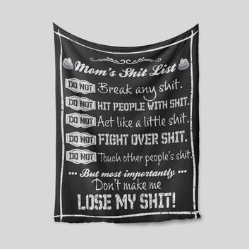 Mom's Shit List Blanket, Family Blanket, Wall Art Blanket, Gift Blanket