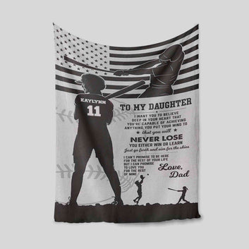 To My Daughter Blanket, Baseball Blanket, American Flag Blanket, Family Blanket, Custom Name Blanket, Gift Blanket