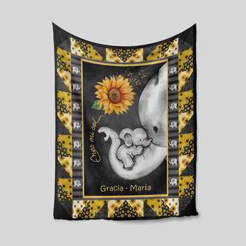 Personalized Name Blanket, Elephant Blanket, Sunflower Blanket, Family Blanket, Gift Blanket
